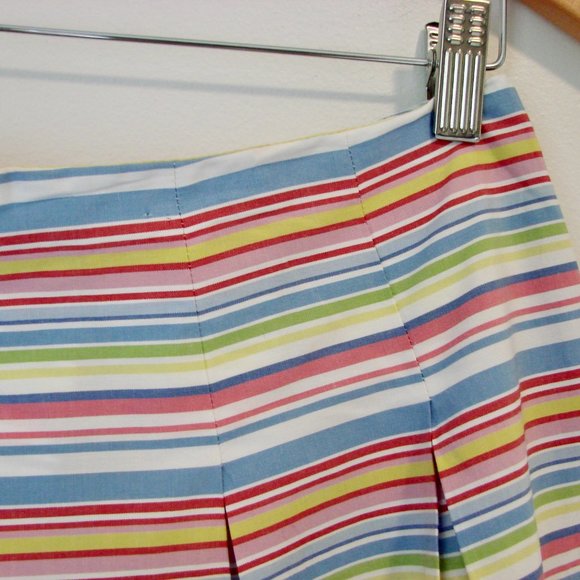 Talbots Striped Skirt Blue Pink Colourful Pleated A-Line Flare Skirt Size 2 - Picture 5 of 14